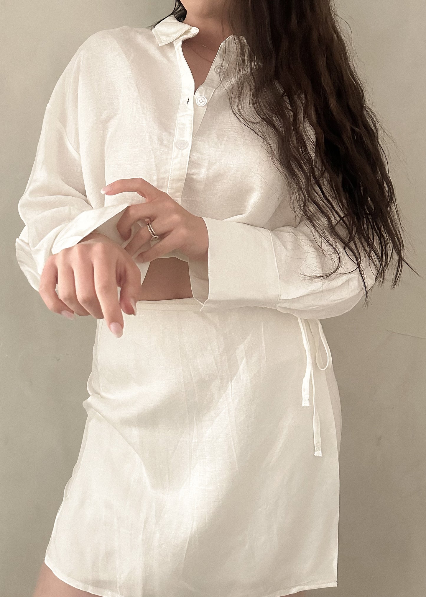 Linen Button Up - White