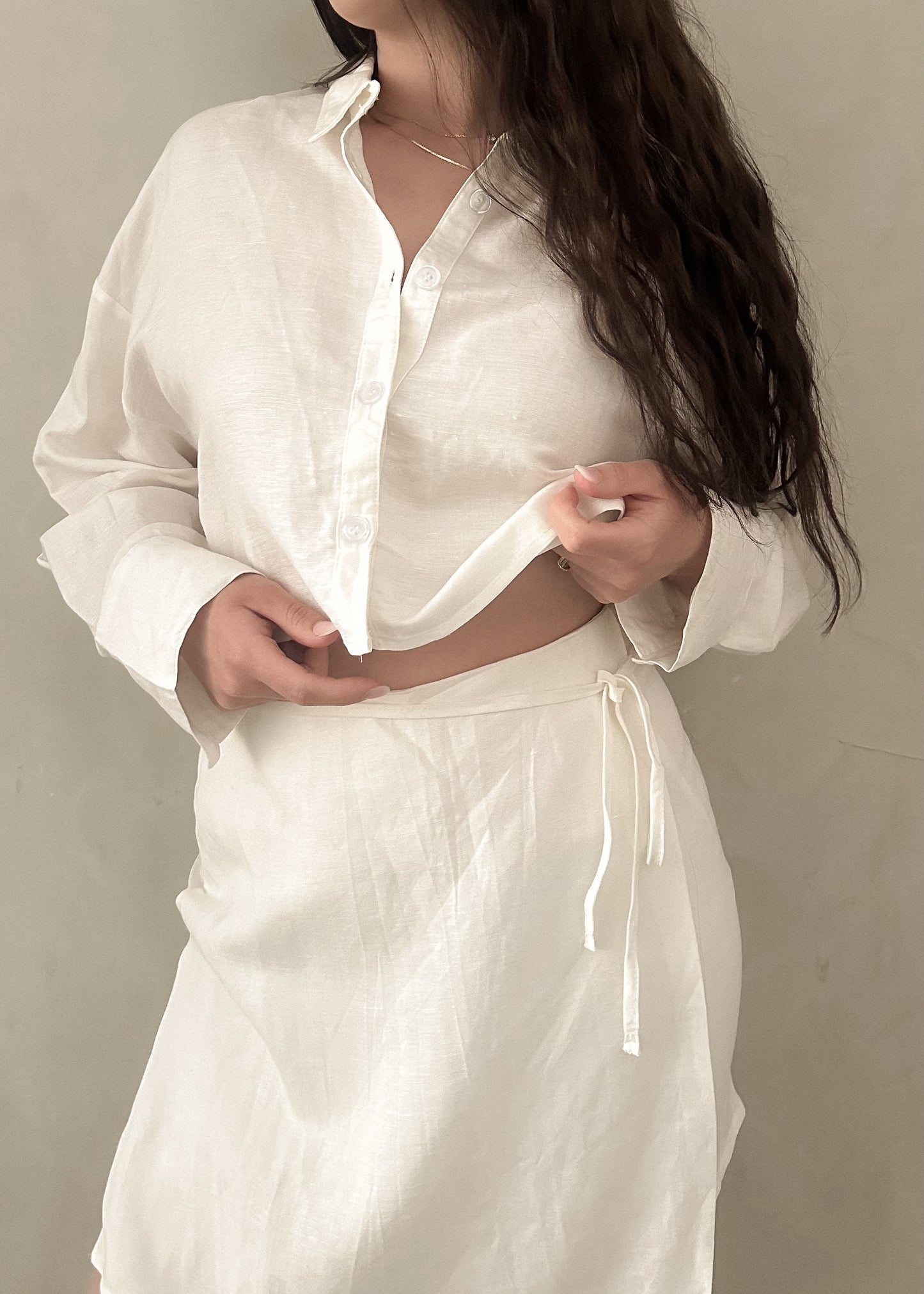 Linen Button Up - White