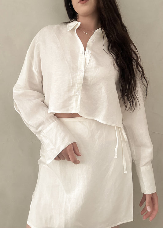 Linen Button Up - White