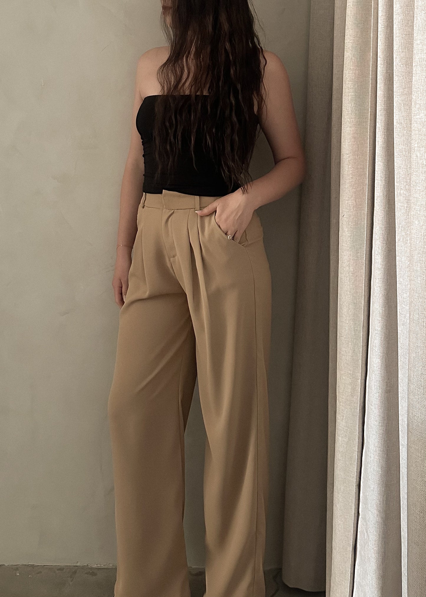 Wide Leg Trousers - Sand