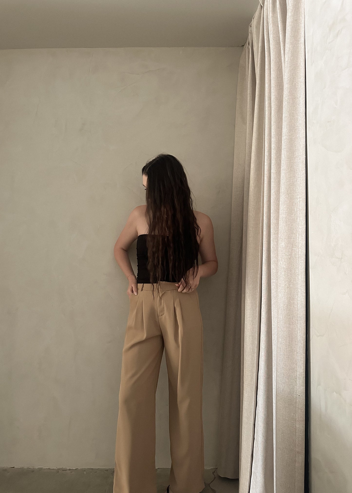 Wide Leg Trousers - Sand