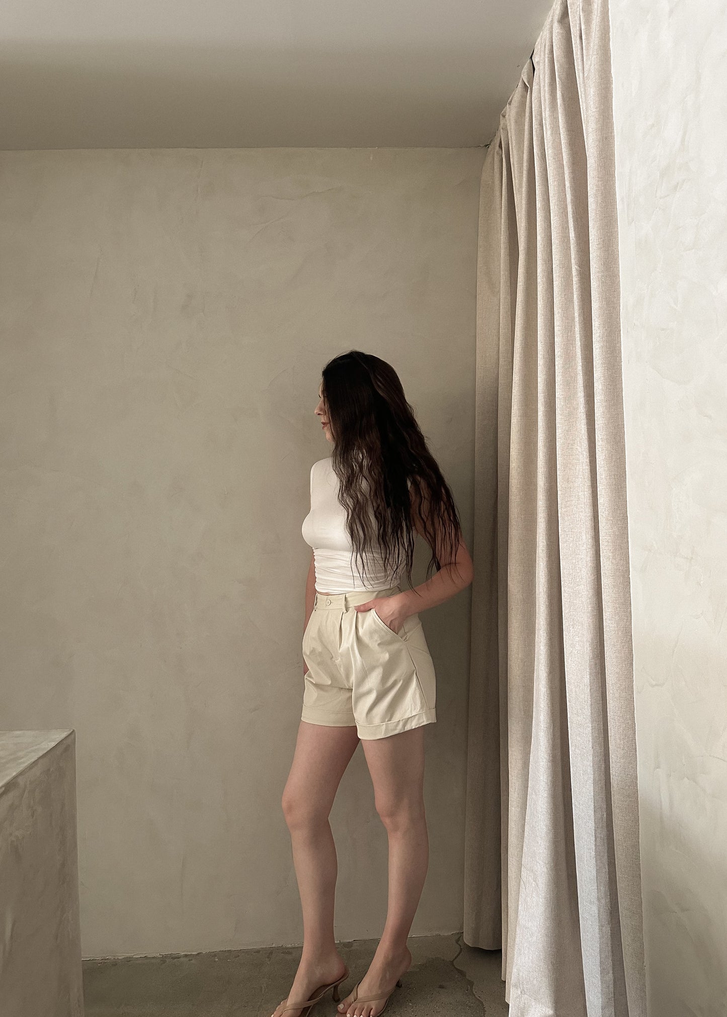 Trouser Shorts - Beige