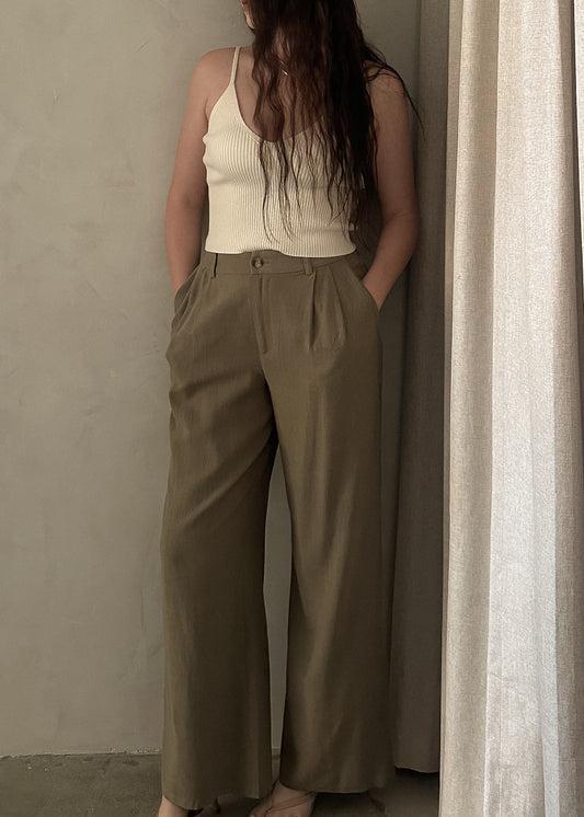 Linen Trousers - Olive