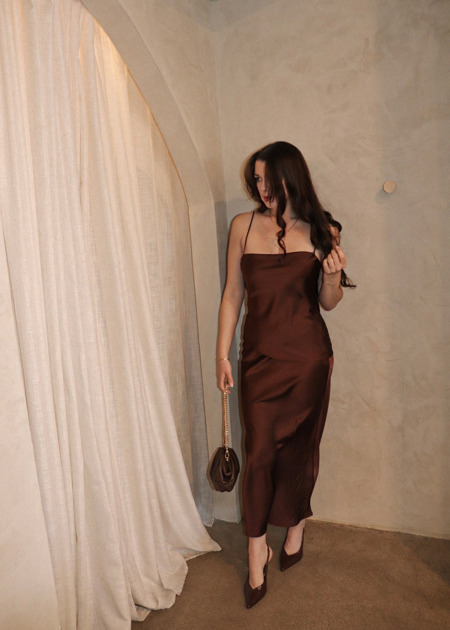 Open Back Cami - Brown