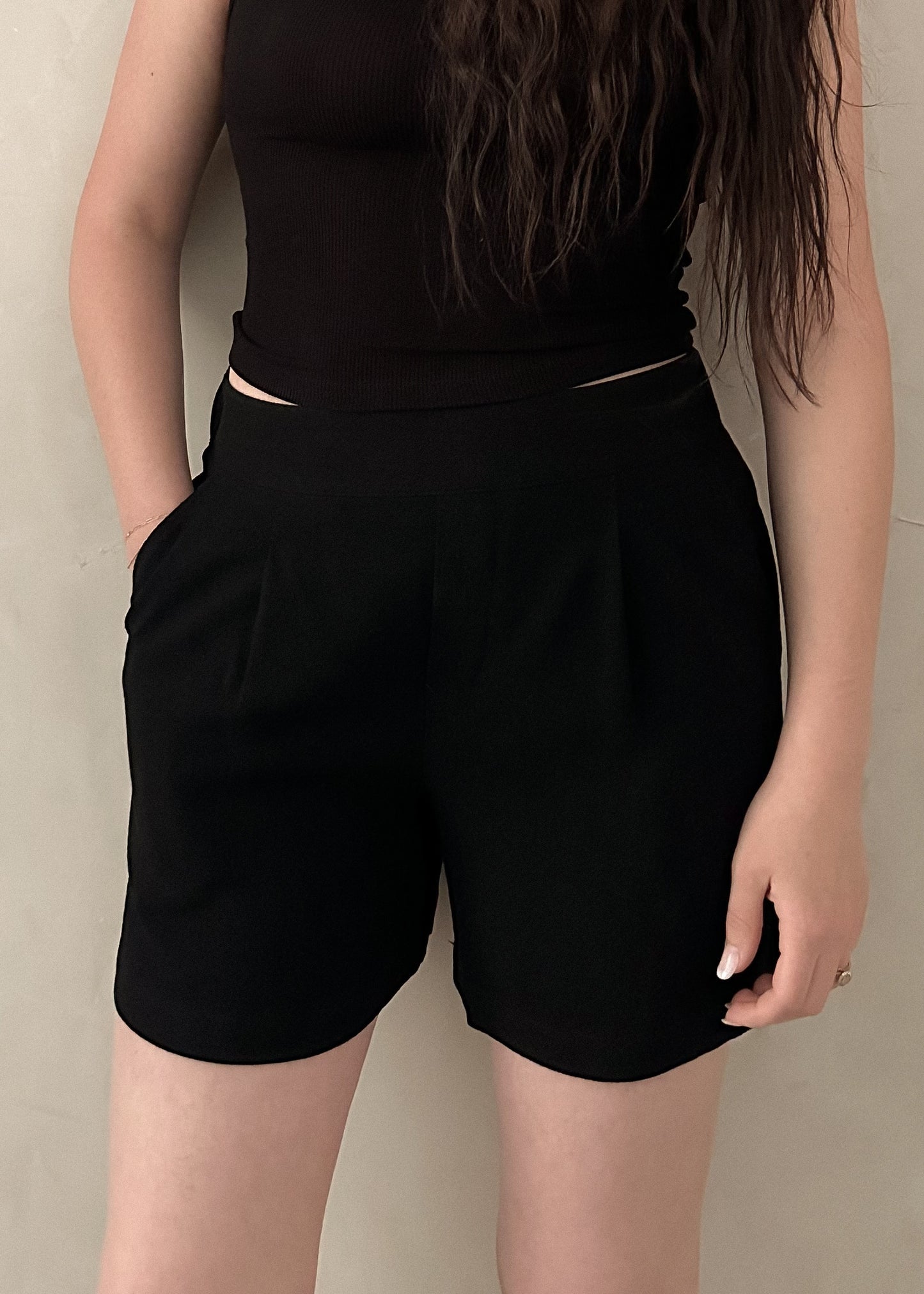 Linen Trouser Shorts - Black