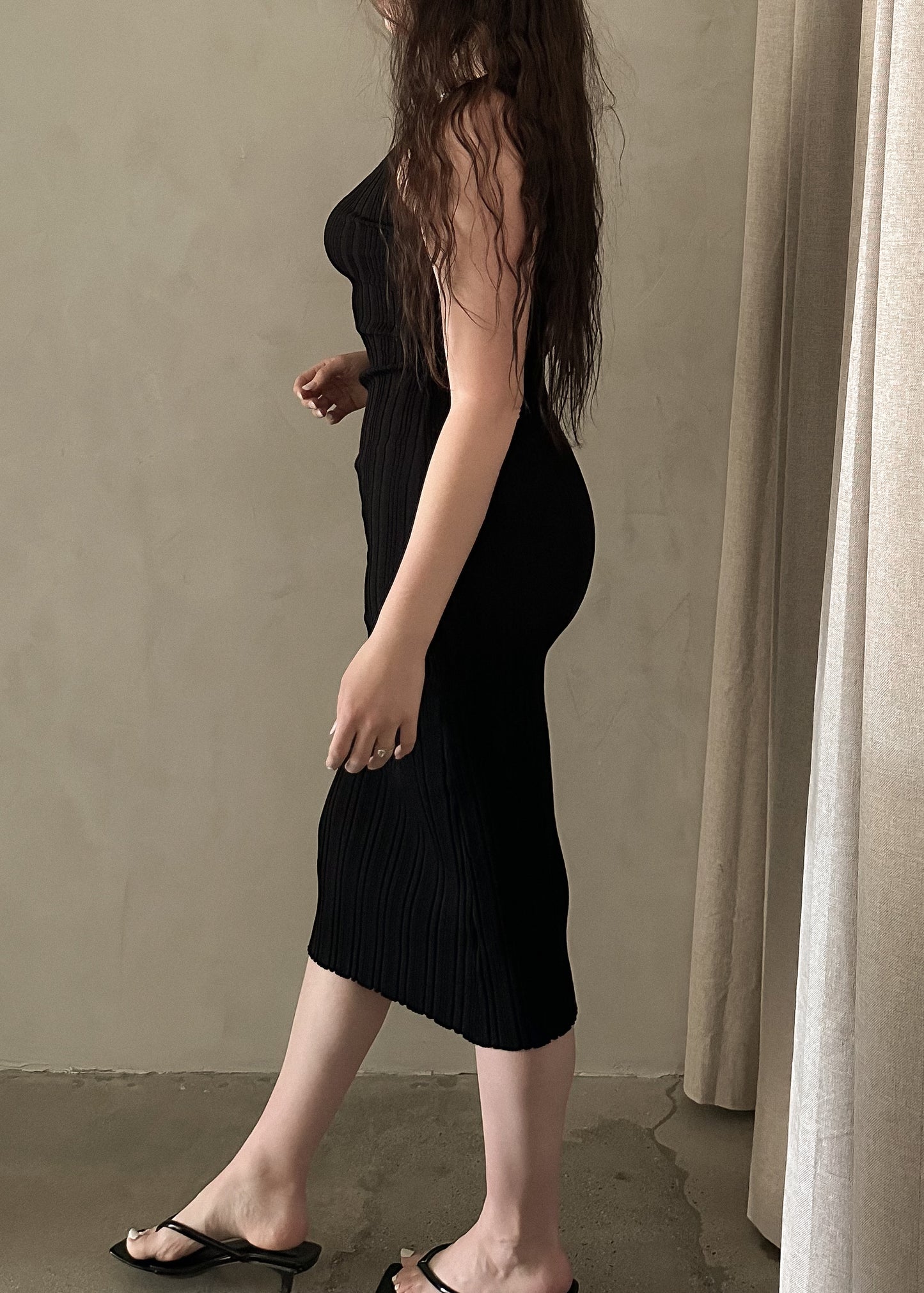 Knit Midi Dress - Black