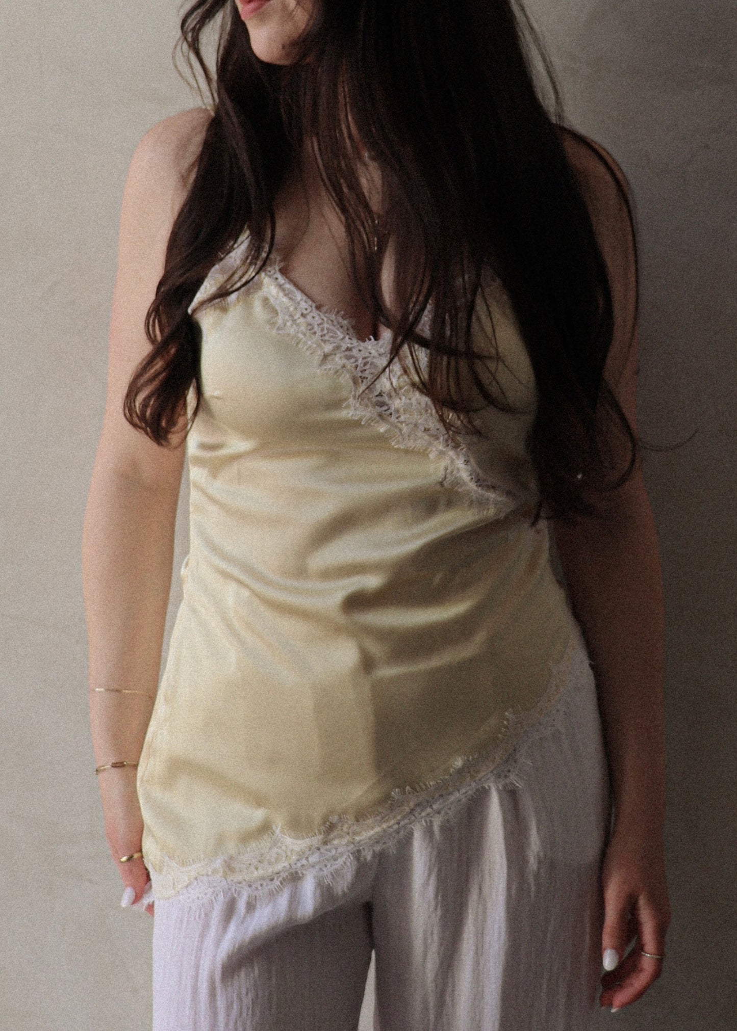 Asymmetrical Lace Cami - Mellow Yellow