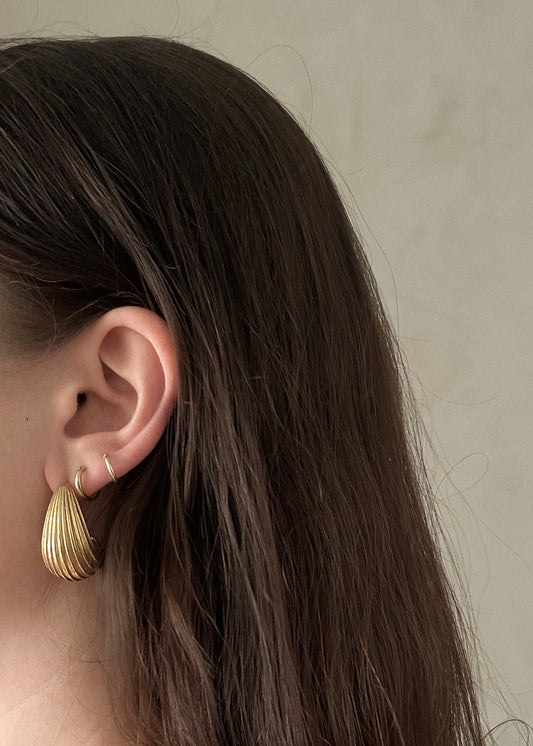 Textured Tear Drop Earrings - Gold