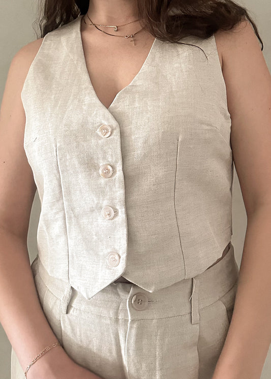 Linen Vest - Natural