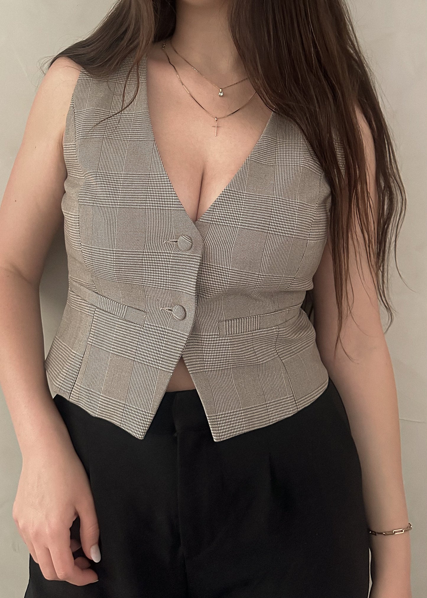 Plaid Vest - Mocha