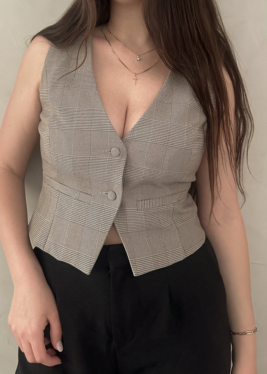 Plaid Vest - Mocha