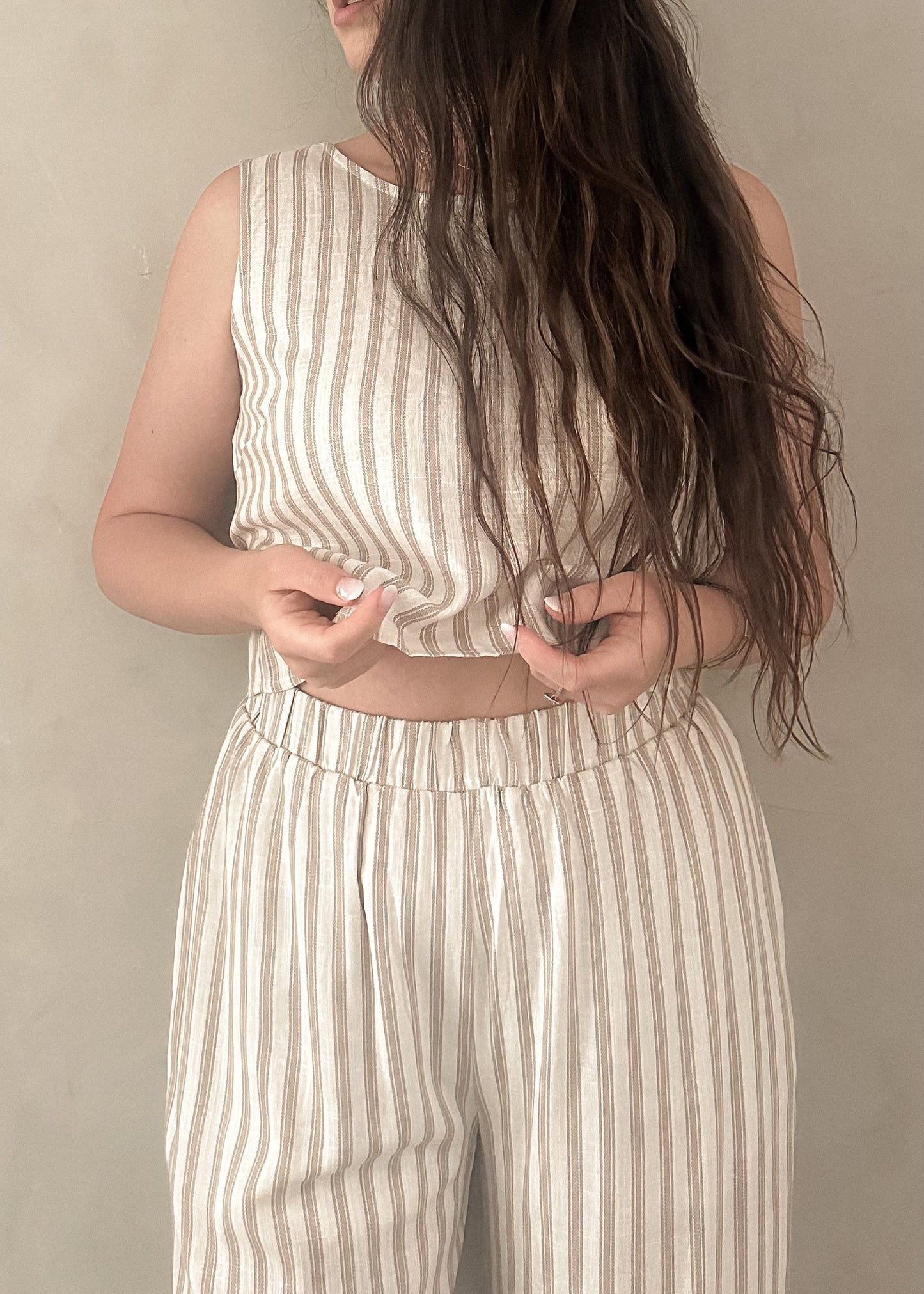 Linen Tie Back - Striped