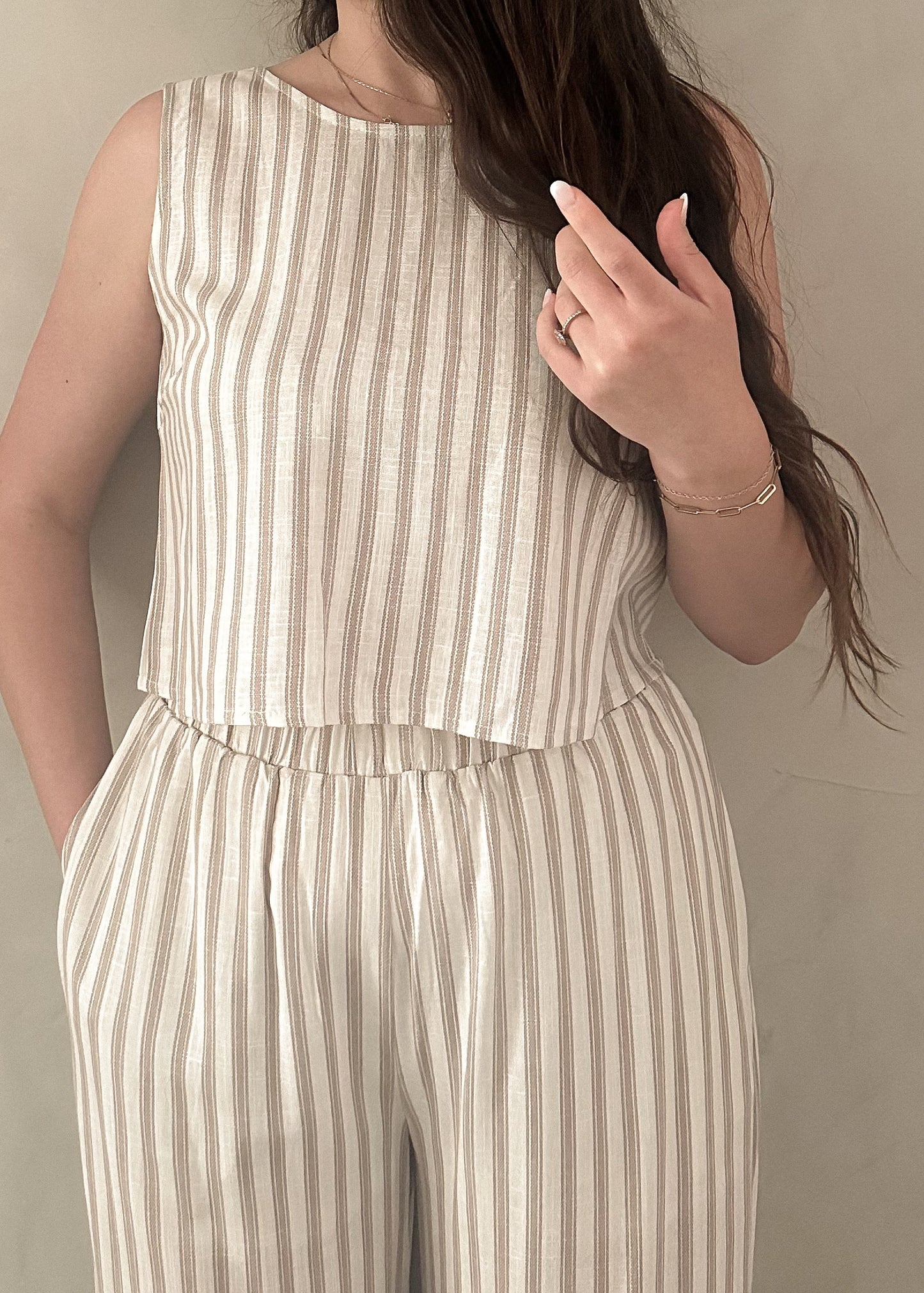 Linen Tie Back - Striped