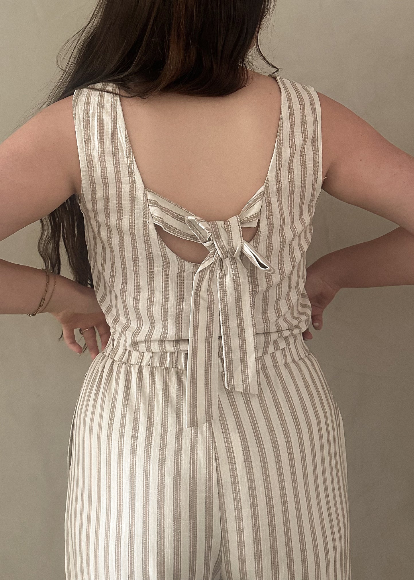 Linen Tie Back - Striped