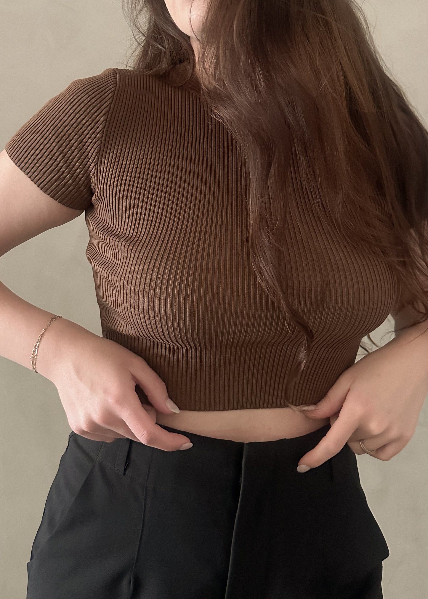 Ribbed Tee - Chocolate