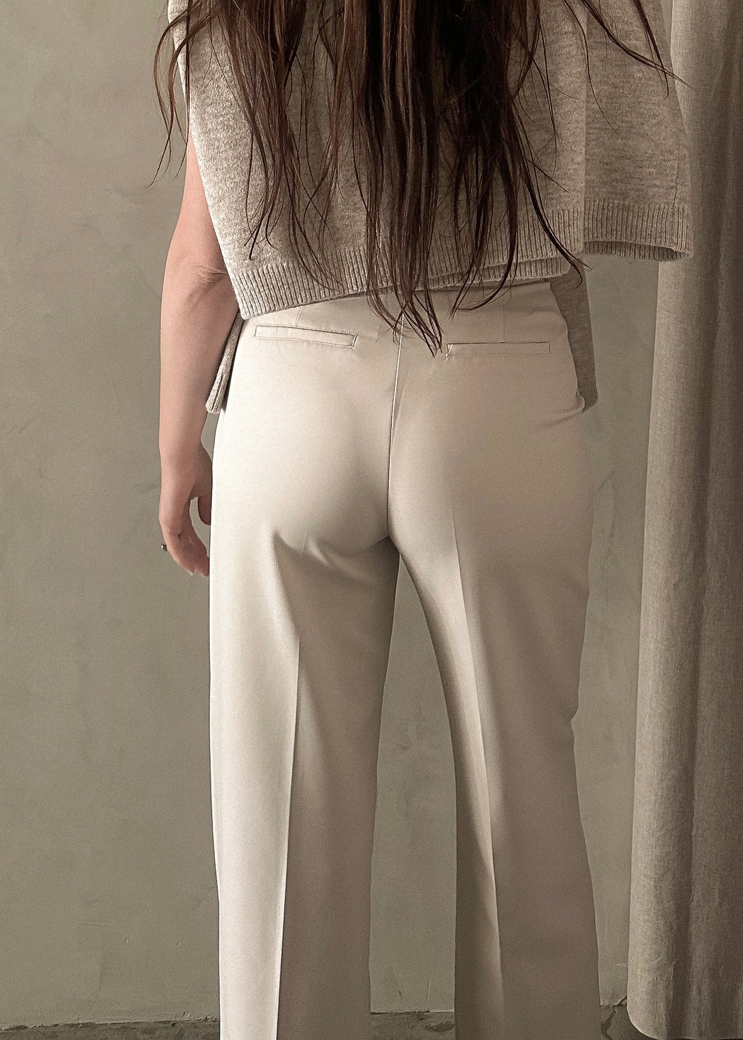 Wide Leg Trousers - Beige