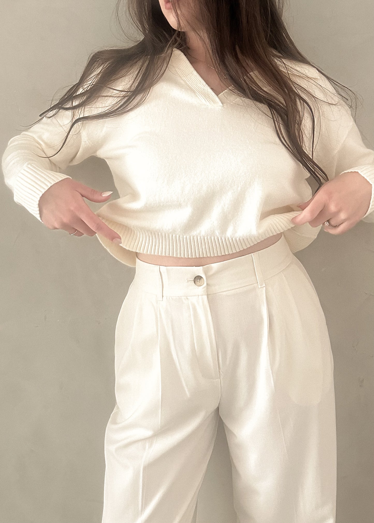 Collared Pull Over - Cream