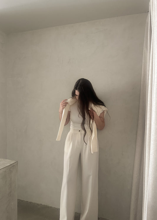 High Waisted Trousers - Ivory