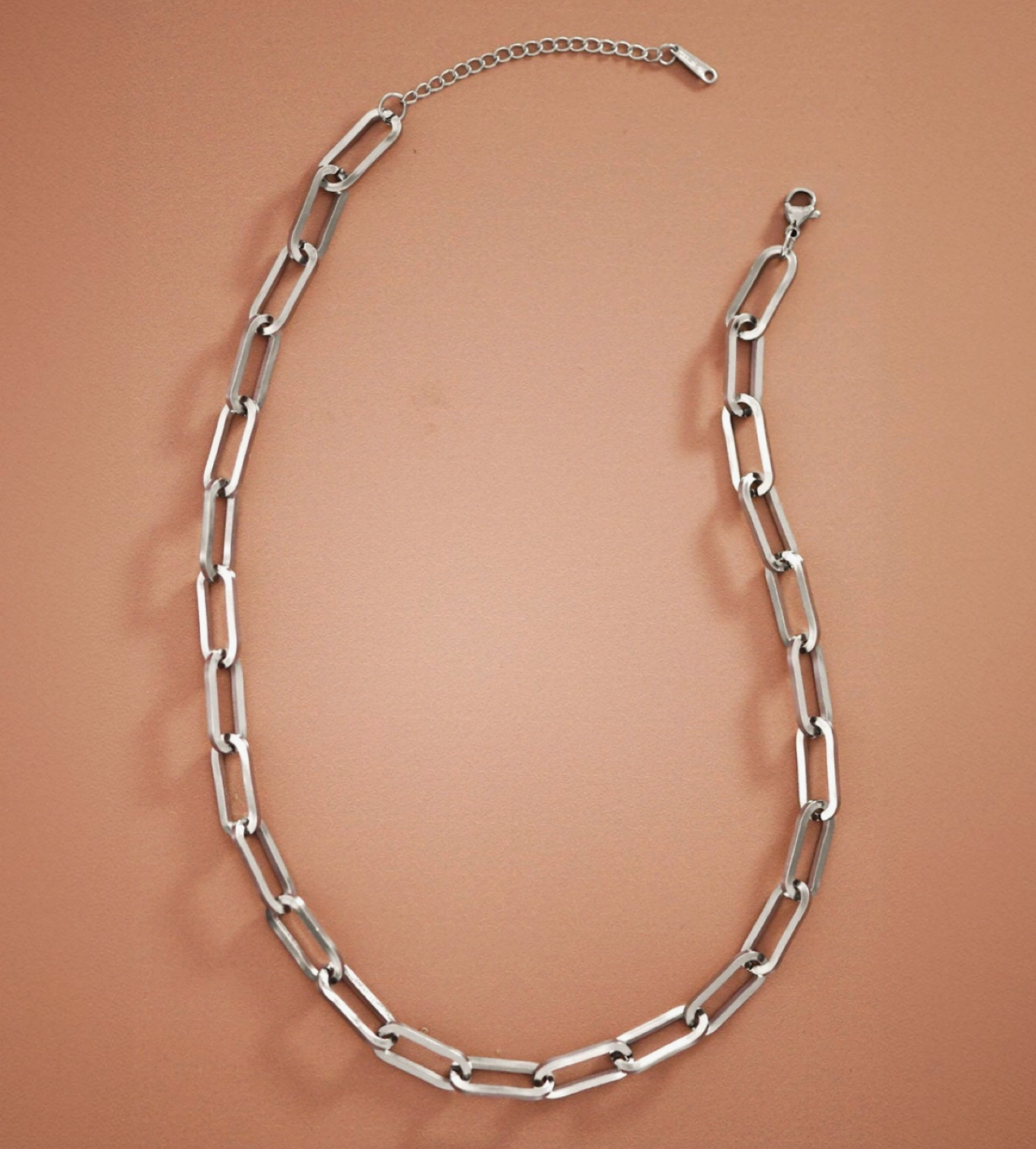 Oversized Paperclip Necklace - Silver