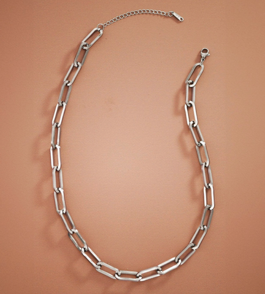 Oversized Paperclip Necklace - Silver